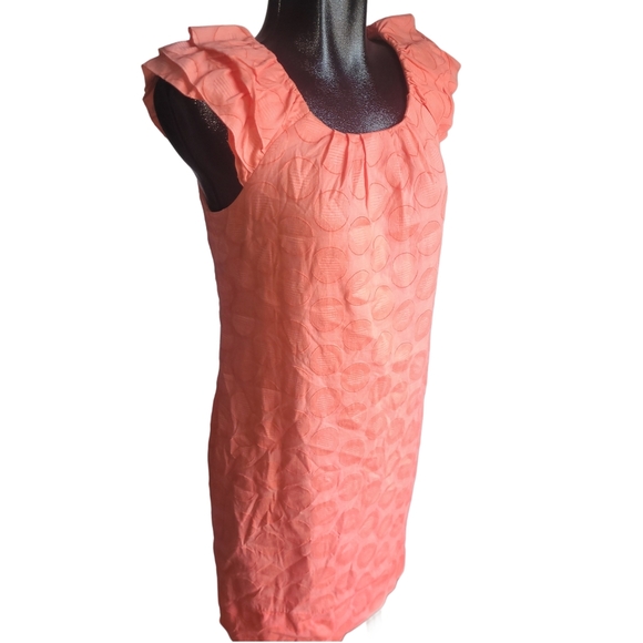 Dressbarn Orange Short Ruffle Sleeve Dress 12 - Picture 3 of 7